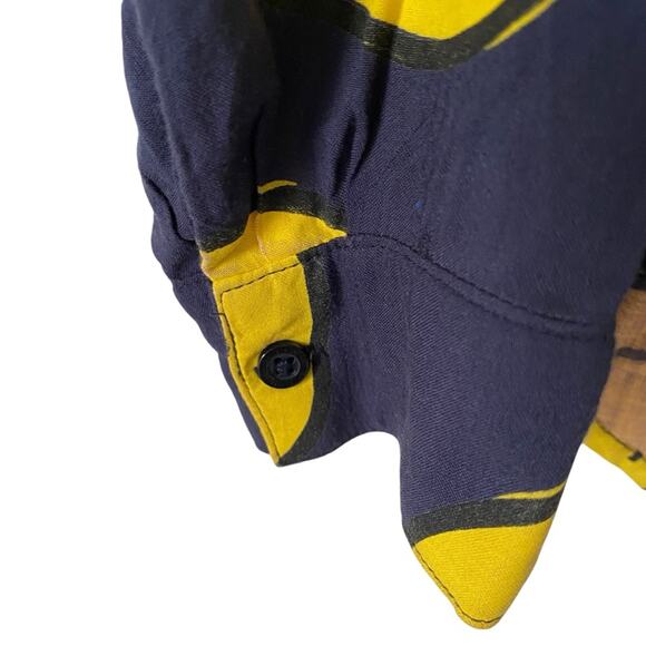 Lazy Oaf London Happy Face Navy Blue Yellow Button Down Shirt One Size o/s - Picture 3 of 9